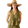 image:imageSteve Madden Improv Sun Hat Tan Lightweight Straw Hat with Faux Leather Brim Detail