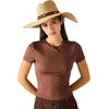 image:imageSteve Madden Improv Sun Hat Tan Lightweight Straw Hat with Faux Leather Brim Detail