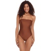image:imageSteve Madden Womens Bandeau One Piece Swimsuit with Removable StrapsShine Bright Oak Brown