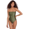 image:imageSteve Madden Womens Bandeau One Piece Swimsuit with Removable StrapsShine Bright Olive
