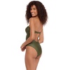 image:imageSteve Madden Womens Bandeau One Piece Swimsuit with Removable StrapsShine Bright Olive