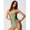 image:imageSteve Madden Womens Bandeau One Piece Swimsuit with Removable StrapsShine Bright Olive