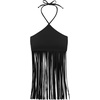 image:imageSteve Madden Womens High Neck Fringe Swim TopBlack
