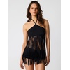 image:imageSteve Madden Womens High Neck Fringe Swim TopBlack
