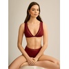 image:imageSteve Madden Womens Over The Shoulder Tall Triangle Bikini Top with StudsMerlot