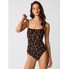 image:imageSteve Madden Womens Square Neck Open Back One Piece SwimsuitStatic Leopard