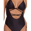 image:imageSteve Madden Womens Strappy Cutout Triangle One Piece SwimsuitShine Bright Raven