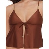 image:imageSteve Madden Womens Tie Front Crop Swim Tankini TopShine Bright Oak Brown