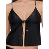 image:imageSteve Madden Womens Tie Front Crop Swim Tankini TopShine Bright Raven