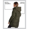 image:imageSteve Madden Womens Winter Jacket Midlength Puffer Parka Coat Sherpa Hood  Insulated Quilted Warm Cozy Faux Sherpa Hood Heavyweight Warmth ZIP Pockets Adjustable Side Zippers Cold Weather ReadyOlive