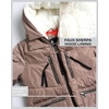 image:imageSteve Madden Womens Winter Jacket Midlength Puffer Parka Coat Sherpa Hood  Insulated Quilted Warm Cozy Faux Sherpa Hood Heavyweight Warmth ZIP Pockets Adjustable Side Zippers Cold Weather ReadySand