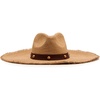 image:imageSteve Madden Improv Sun Hat Tan Lightweight Straw Hat with Faux Leather Brim Detail