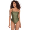 image:imageSteve Madden Womens Bandeau One Piece Swimsuit with Removable StrapsShine Bright Olive