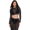 image:imageSteve Madden Womens Mesh Long Sleeve Crop TopBlack