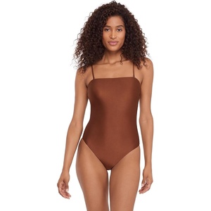 image:imageSteve Madden Womens Bandeau One Piece Swimsuit with Removable StrapsShine Bright Oak Brown
