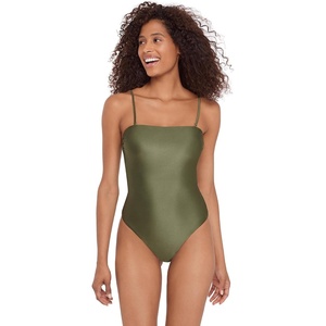image:imageSteve Madden Womens Bandeau One Piece Swimsuit with Removable StrapsShine Bright Olive