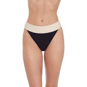 image:imageSteve Madden Womens Banded High Leg High Waist Bikini BottomBlack Ivory