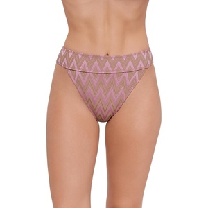 image:imageSteve Madden Womens Banded High Leg High Waist Bikini BottomChevron Shine Orchid