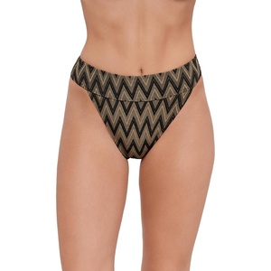 image:imageSteve Madden Womens Banded High Leg High Waist Bikini BottomChevron Shine Raven