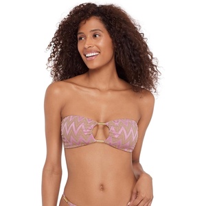 image:imageSteve Madden Womens Cutout Bandeau Bikini Top with Gold BeadsChevron Shine Orchid