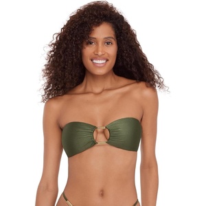 image:imageSteve Madden Womens Cutout Bandeau Bikini Top with Gold BeadsShine Bright Olive