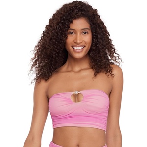 image:imageSteve Madden Womens Keyhole Strapless Swim Tube Top with Pearl TrimOrchid