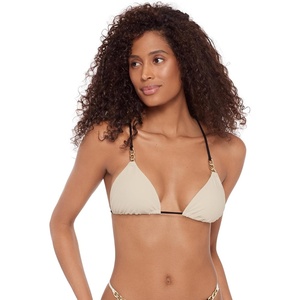 image:imageSteve Madden Womens Over The Shoulder Basic Triangle Bikini TopBlack Ivory