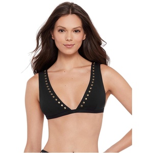 image:imageSteve Madden Womens Over The Shoulder Tall Triangle Bikini Top with StudsBlack