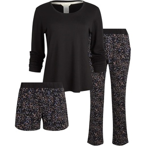 image:imageSteve Madden Womens Pajama 3 Piece Set Long Sleeve Shirt Pants Lounge ShortsBlack Camo Spots