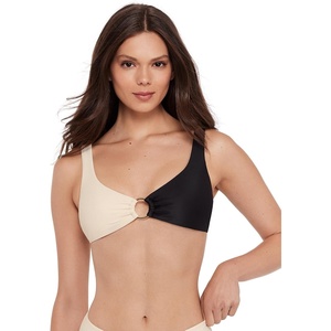 image:imageSteve Madden Womens Ring Front Swim Bralette TopBlack Ivory