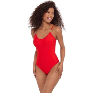 image:imageSteve Madden Womens Scoop Neck One Piece Swimsuit with Gold ChainCherry