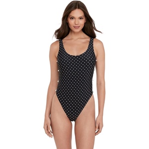 image:imageSteve Madden Womens Side Cutout One Piece Swimsuit with Pearl ButtonsDarling Dot