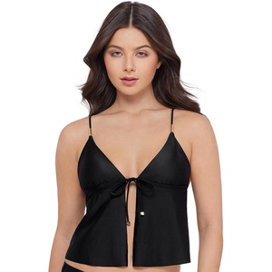 image:imageSteve Madden Womens Tie Front Crop Swim Tankini TopShine Bright Raven
