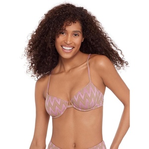 image:imageSteve Madden Womens Underwire Scoop Neck XBack Demi Bikini TopChevron Shine Orchid
