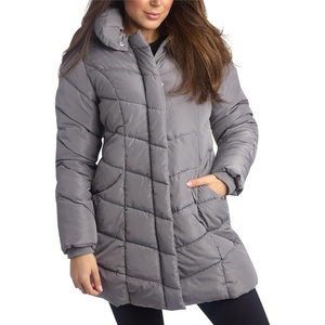 image:imageSteve Madden Womens Winter Coat Long Puffer Jacket Heavyweight Parka  Heavyweight Insulated Quilted Fleece Warmth Windproof Longline Coverage Zip Pockets Removable Hood for Cold Weather WearTitanium