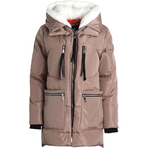 image:imageSteve Madden Womens Winter Jacket Midlength Puffer Parka Coat Sherpa Hood  Insulated Quilted Warm Cozy Faux Sherpa Hood Heavyweight Warmth ZIP Pockets Adjustable Side Zippers Cold Weather ReadySand