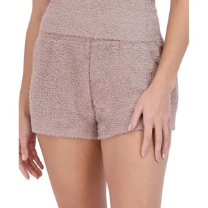 image:imageSteve Madden Womens Womens Fuzzy Pullon Chenille Sleep Shorts Cozy Pajama BottomsBark