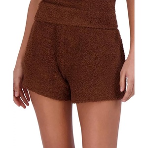 image:imageSteve Madden Womens Womens Fuzzy Pullon Chenille Sleep Shorts Cozy Pajama BottomsTiramisu