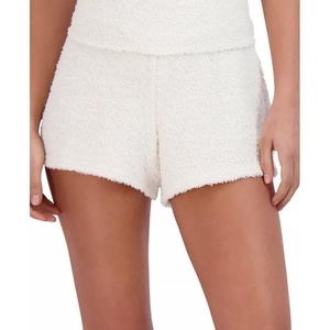 image:imageSteve Madden Womens Womens Fuzzy Pullon Chenille Sleep Shorts Cozy Pajama BottomsWhite