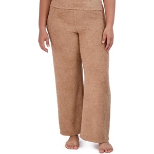 image:imageSteve Madden Womens Womens Fuzzy WideLeg Chenille Sleep Pants Cozy Pajama BottomsPraline