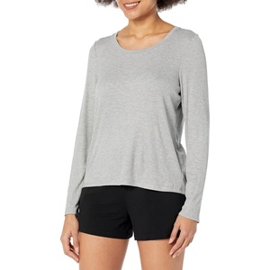 image:imageSteve Madden Womens Womens Ribbed LongSleeve Sleep TeeNight ShirtHeather Grey