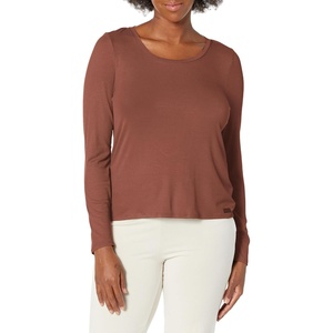 image:imageSteve Madden Womens Womens Ribbed LongSleeve Sleep TeeNight ShirtTiramisu
