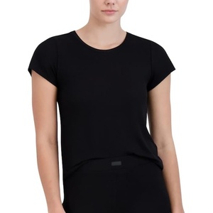 image:imageSteve Madden Womens Womens Ribbed ShortSleeve Sleep TeeBlack