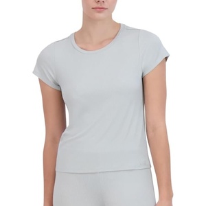 image:imageSteve Madden Womens Womens Ribbed ShortSleeve Sleep TeePuritan Grey