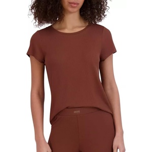 image:imageSteve Madden Womens Womens Ribbed ShortSleeve Sleep TeeTiramisu