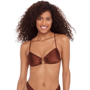 image:imageSteve Madden Womens XBack Ring Front Swim Bralette TopShine Bright Oak Brown