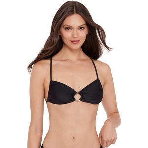 image:imageSteve Madden Womens XBack Ring Front Swim Bralette TopShine Bright Raven