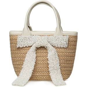 image:imageSteve Madden Womens Steve Madden Boww Mini Straw Top Handle WBowWhite Multi