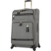 image:imageSteve Madden Designer Luggage  Checked Large 28 Inch Softside Suitcase  Expandable for Extra Packing Capacity  Lightweight Bag with Rolling Spinner Wheels Harlo GrayPeekABoo Grey