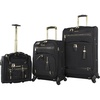 image:imageSteve Madden Designer Luggage Collection  3 Piece Softside Expandable Lightweight Spinner Suitcase Set  Travel Set Includes an Under Seat Bag 20Inch Carry on and 28Inch Checked Suitcase ShadowPeekaboo Black